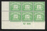 D10 ½d Block Cypher Postage due Control U 34 Imperf MOUNTED MINT