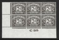 D13 2d Block Cypher Postage due Control C 25 Imperf UNMOUNTED MINT