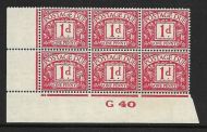 D28 1d George VI Postage due Control G 40 Imperf UNMOUNTED MINT