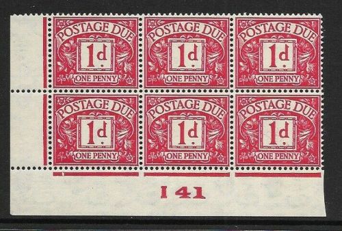 D28 1d George VI Postage due Control I 41 Imperf UNMOUNTED MINT