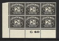 D29 2d George VI Postage due Control G 40 perf UNMOUNTED MINT