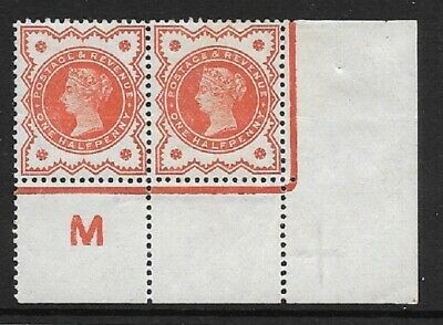 ½d Vermilion Control M perf pair - with marginal rule UNMOUNTED MINT