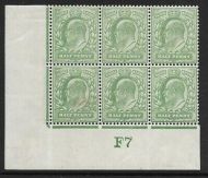 ½d Yellow-Green Control F7 (Co-Ex) perf type H1 plate 38 UNMOUNTED MINT
