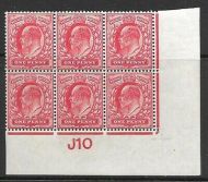 1d Scarlet Control J10 imperf perf type H1 plate 60 UNMOUNTED MINT