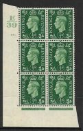 Sg 462 ½d Green Dark colours E39 99 Dot Perf 5(E I) block 6 UNMOUNTED MINT