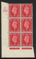 1937 1d Red Dark colours E39 26 Dot perf 5(E I) block 6 UNMOUNTED MINT MNH