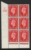 1937 1d Red Dark colours F39 31 No Dot perf 6(I P) block 6 UNMOUNTED MINT MNH