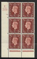1937 1½d Brown Dark colours E39 145 Dot perf 6B(E P) block 6 UNMOUNTED MINT