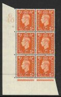 1937 2d Orange Dark colours G40 15 No Dot perf 5(E I) block 6 UNMOUNTED MINT MNH