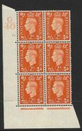 1937 2d Orange Dark colours G40 15 Dot perf 5(E I) block 6 UNMOUNTED MINT MNH