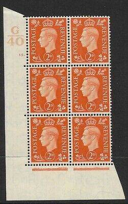 1937 2d Orange Dark colours G40 15 Dot perf 5(E I) block 6 UNMOUNTED MINT MNH