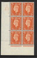 1937 2d Orange Dark colours I41 17 No Dot perf 5(E I) block 6 UNMOUNTED MINT MNH