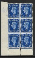 1937 2½d Blue Dark colours G40 6 Dot perf 6B(E P) block 6 UNMOUNTED MINT MNH
