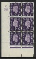 1937 3d Violet Dark colours C38 3 No Dot perf 5(E I) block 6 UNMOUNTED MINT MNH