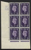 1937 3d Violet Dark colours D38 9 No Dot perf 5(E I) block 6 UNMOUNTED MINT