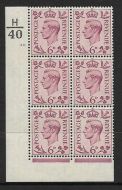 1938 6d Purple Dark colours H40 10 No Dot perf 2(I E) block 6 UNMOUNTED MINT MNH