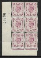 6d Purple Dark colours Cyl 36 No Dot perf 5(I E) block 6 UNMOUNTED MINT