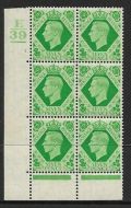 1939 7d Dark colours E39 1 No Dot 1 Bar perf 6B(E P) block 6 UNMOUNTED MINT