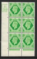 1939 7d Dark colours E39 1 No Dot 3 Bar perf 6B(E P) block 6 UNMOUNTED MINT