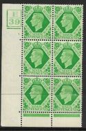 1939 7d Dark colours E39 2 No Dot 5 bar perf 6B(E P) block 6 UNMOUNTED MINT