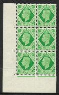 1939 7d Dark colours 9 No Dot perf 5(E I) block 6 UNMOUNTED MINT
