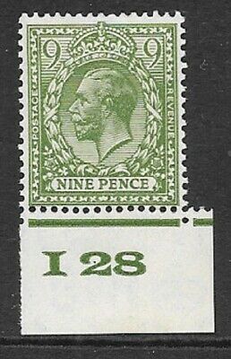N43(4) 9d Olive Yellow Green Block Cypher Control I28 imperf UNMOUNTED MINT