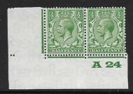 ½d Green Block Cypher Control A24 imperf pair UNMOUNTED MINT MNH