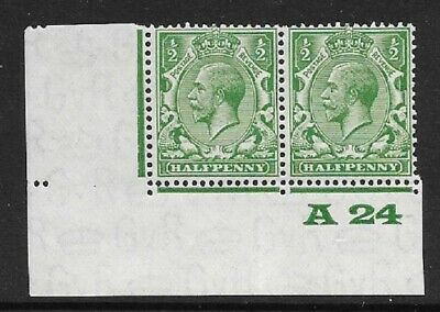 ½d Green Block Cypher Control A24 imperf pair UNMOUNTED MINT MNH