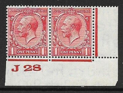 1d Scarlet Block Cypher Control J28 imperf pair UNMOUNTED MINT