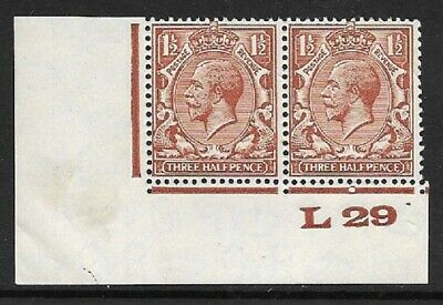 1½d Brown Block Cypher Control L29 imperf UNMOUNTED MINT