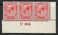 1d Scarlet Block Cypher Control V34 streaky gum imperf UNMOUNTED MINT MNH