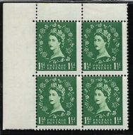 S26 1½d Wilding Edward Crown variety - huge misperf blk of 4 UNMOUNTED MINT