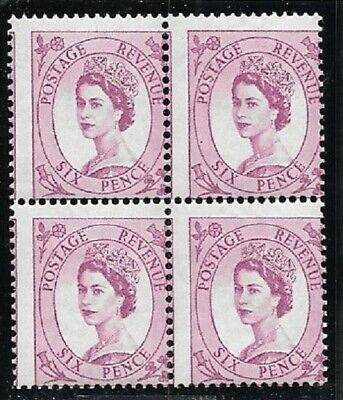 S107 6d Wilding multi crown cream variety - misperf blk of 4 UNMOUNTED MINT