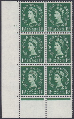 1½d Wilding Edward Crown cylinder 13 No Dot perf Encroachment UNMOUNTED MINT