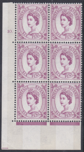 6d Wilding Violet Phosphor 9.5mm cyl 10 Dot perf type A(E I) UNMOUNTED MINT