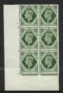 9d Dark colours 5 No Dot perf 5(E I) block 6 UNMOUNTED MINT