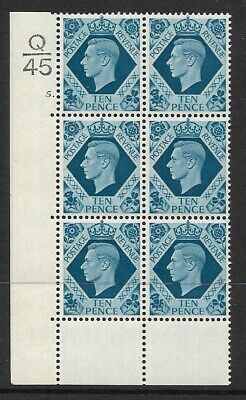 1939 10d Turquoise-blue Q45 5 Dot perf 6B(E P) UNMOUNTED MINT