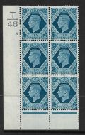 1939 10d Turquoise-blue T46 5 No Dot perf 6(I P) UNMOUNTED MINT