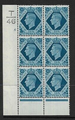 1939 10d Turquoise-blue T46 5 No Dot perf 6(I P) UNMOUNTED MINT