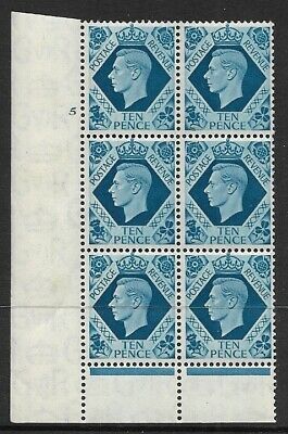 1939 10d Turquoise-blue 5 No Dot perf 6(I P) UNMOUNTED MINT MNH
