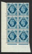 1939 10d Turquoise-blue Cyl 7 Dot perf 5(E I) UNMOUNTED MINT