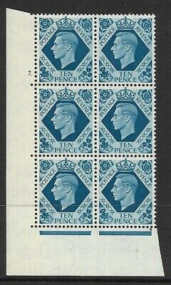 1939 10d Turquoise-blue Cyl 7 Dot perf 5(E I) UNMOUNTED MINT
