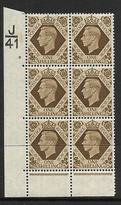 1939 1 - Bistre-Brown J41 6 No Dot perf 6C(E P) block 6 UNMOUNTED MINT
