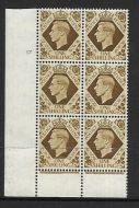 1939 1 - Bistre-Brown 17 No Dot perf 6(I P) block 6 UNMOUNTED MINT