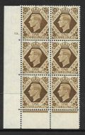 1939 1 - Bistre-Brown 19 Dot perf 6B(E P) block 6 UNMOUNTED MINT