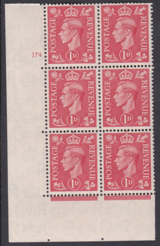 1d Red cylinder Block Control 174 No dot Perf 5(E I) UNMOUNTED MINT MNH
