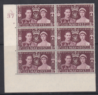Sg 461 1937 Coronation of King G VI Cylinder A37 16RC No Dot UNMOUNTED MINT MNH