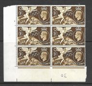1948 1 - Olympic Games cyl 3 No Dot Block of 6 UNMOUNTED MINT