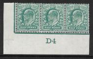 Sg 216 M1(3) ½d Dp Blue-Green Control D4 imperf De La Rue perf H1 UNMOUNTED MINT