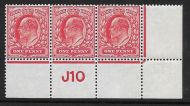 M5(1) 1d Scarlet Control J10 perf type V2 UNMOUNTED MINT